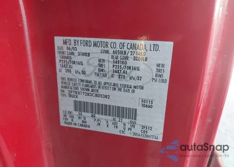 2003 Ford F-150 Xl/Xlt из США, поврежденный, VIN 2FTRX17283CB05382